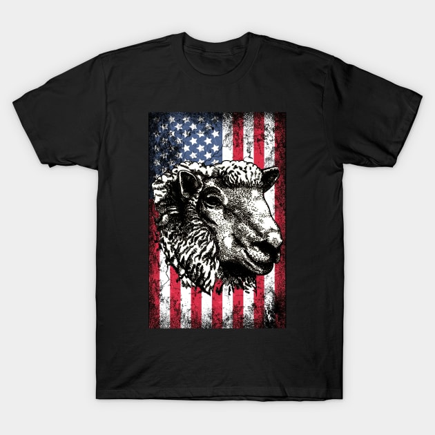 Patriotic Sheep American Flag T-Shirt by Sinclairmccallsavd